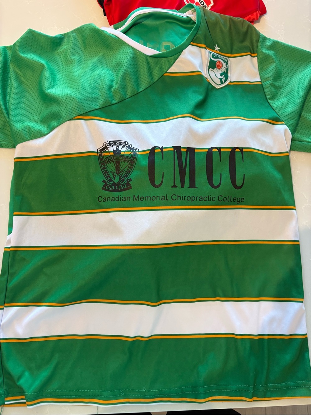 CMCC Canadian Memorial Chiropractic College Green & White Striped Jersey